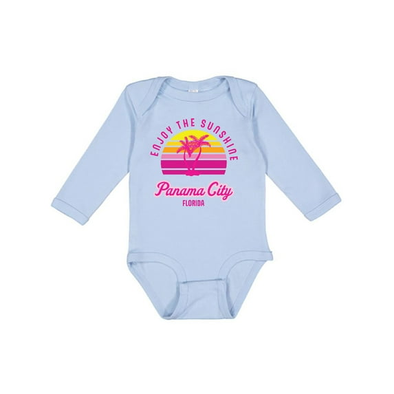Inktastic Summer Enjoy the Sunshine Panama City Florida in Pink Boys or Girls Long Sleeve Baby Bodysuit