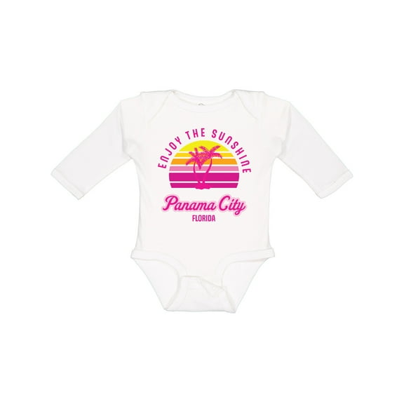 Inktastic Summer Enjoy the Sunshine Panama City Florida in Pink Boys or Girls Long Sleeve Baby Bodysuit