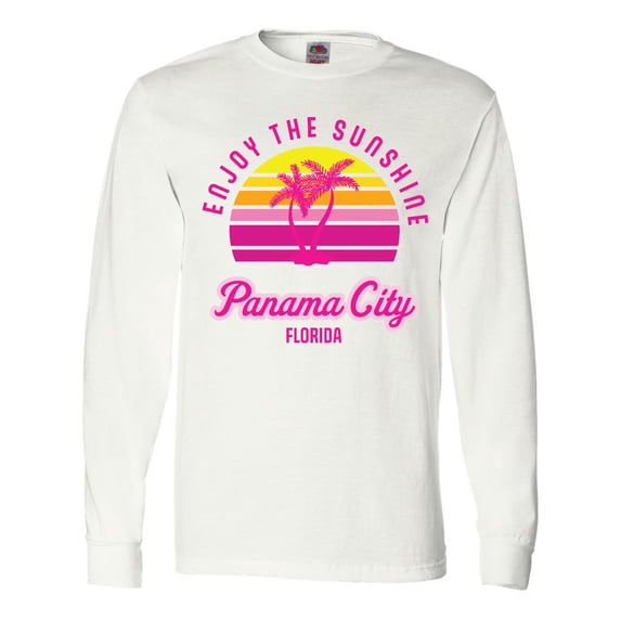 Inktastic Summer Enjoy the Sunshine Panama City Florida in Pink Long Sleeve T-Shirt