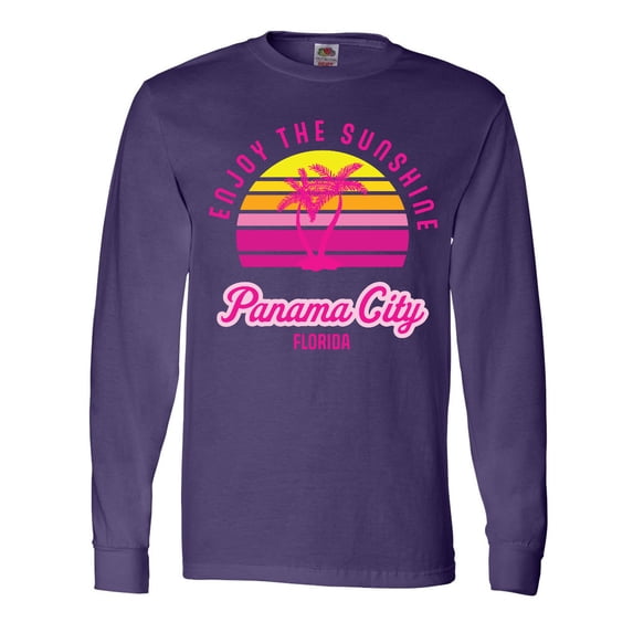 Inktastic Summer Enjoy the Sunshine Panama City Florida in Pink Long Sleeve T-Shirt