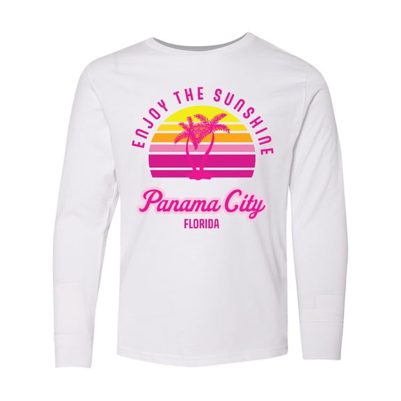 Inktastic Summer Enjoy the Sunshine Panama City Florida in Pink Long Sleeve Youth T-Shirt