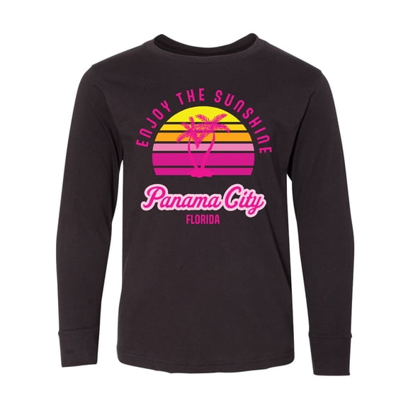 Inktastic Summer Enjoy the Sunshine Panama City Florida in Pink Long Sleeve Youth T-Shirt
