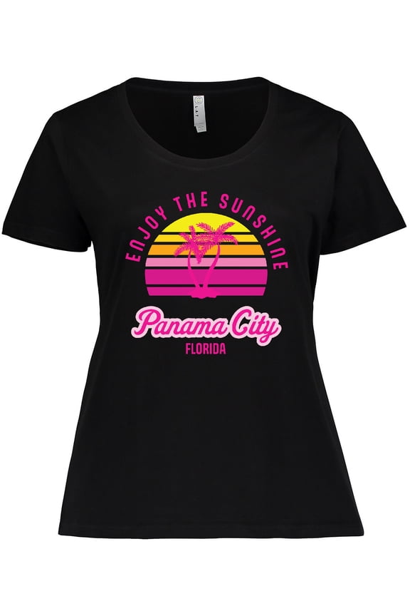Summer Enjoy the Sunshine Panama City Florida in Pink Women's Plus Size T-Shirt