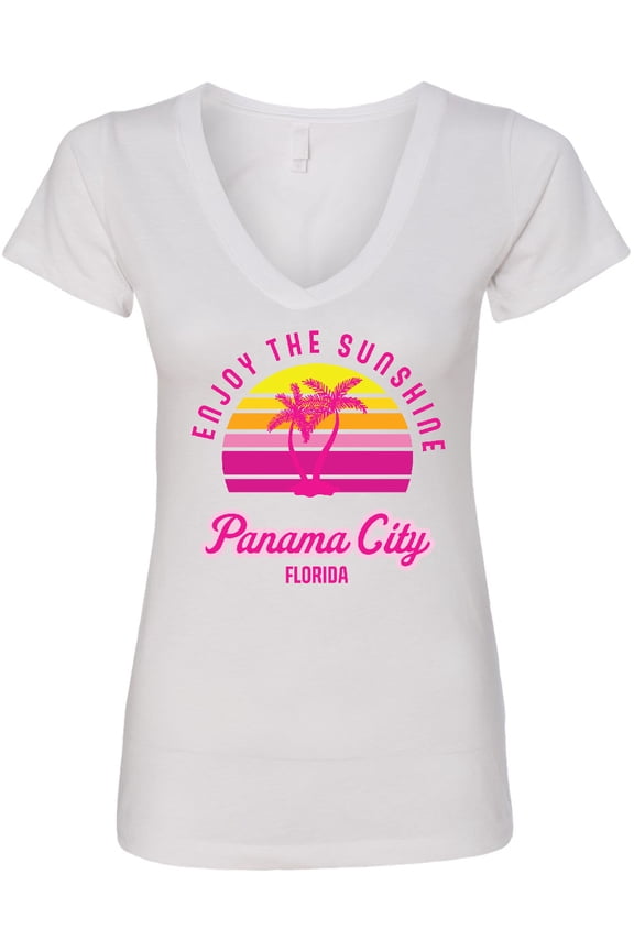 Summer Enjoy the Sunshine Panama City Florida in Pink Women's V-Neck T-Shirt