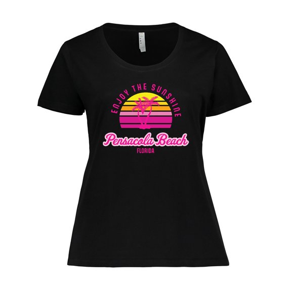 Inktastic Summer Enjoy the Sunshine Pensacola Beach Florida in Pink Women's Plus Size T-Shirt