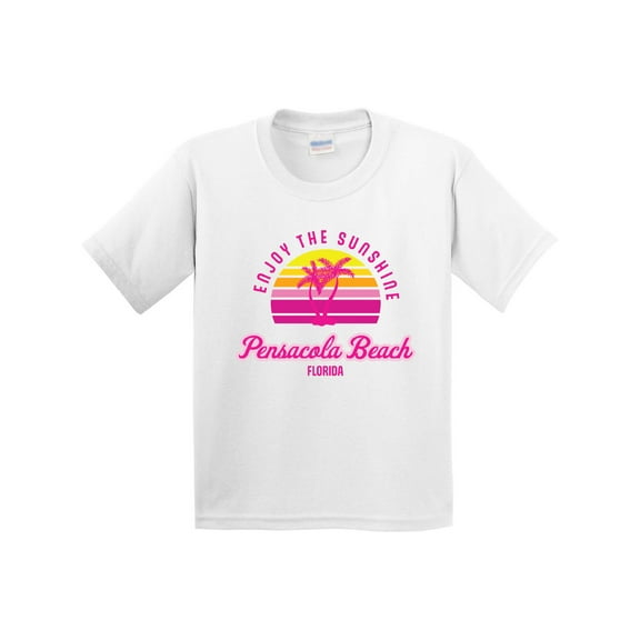 Inktastic Summer Enjoy the Sunshine Pensacola Beach Florida in Pink Youth T-Shirt