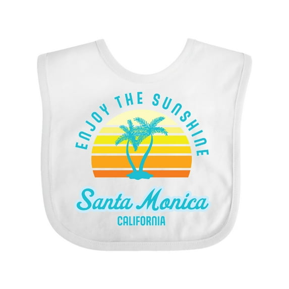 Inktastic Summer Enjoy the Sunshine Santa Monica California in Blue Boys or Girls Baby Bib