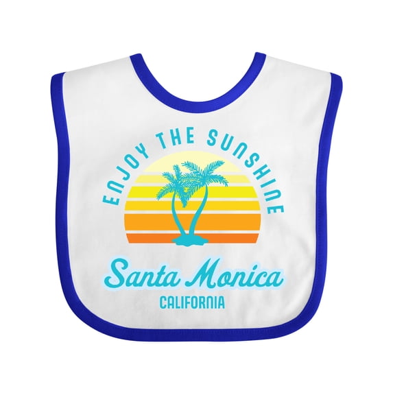 Inktastic Summer Enjoy the Sunshine Santa Monica California in Blue Boys or Girls Baby Bib