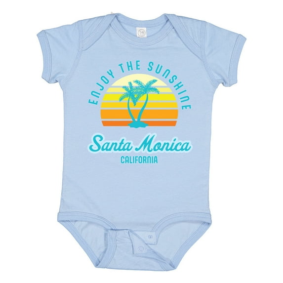 Inktastic Summer Enjoy the Sunshine Santa Monica California in Blue Boys or Girls Baby Bodysuit