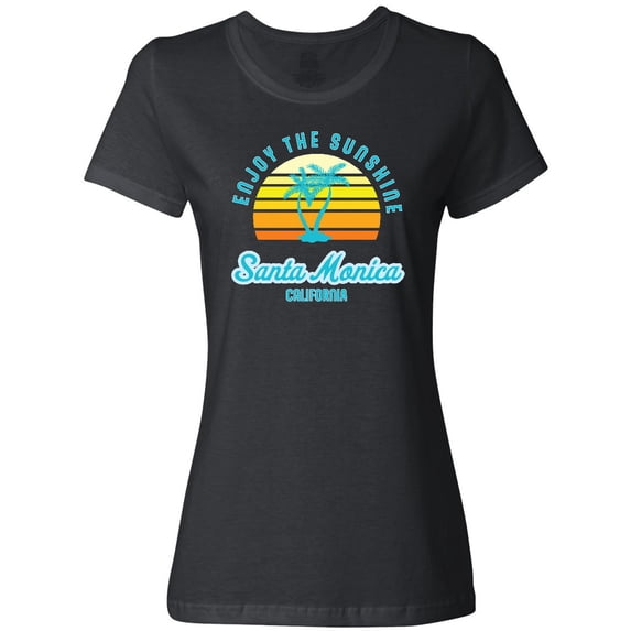 Inktastic Summer Enjoy the Sunshine Santa Monica California in Blue Women's T-Shirt