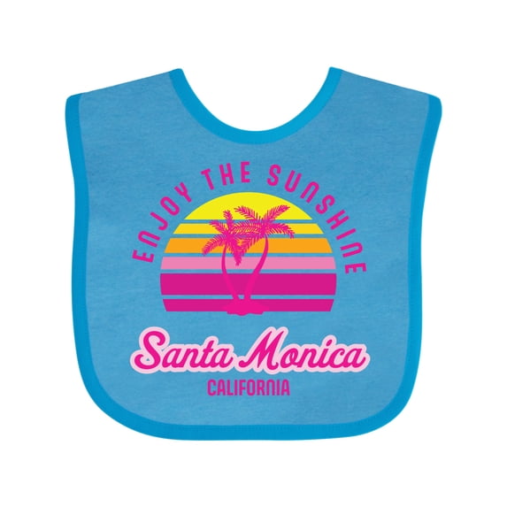 Inktastic Summer Enjoy the Sunshine Santa Monica California in Pink Boys or Girls Baby Bib