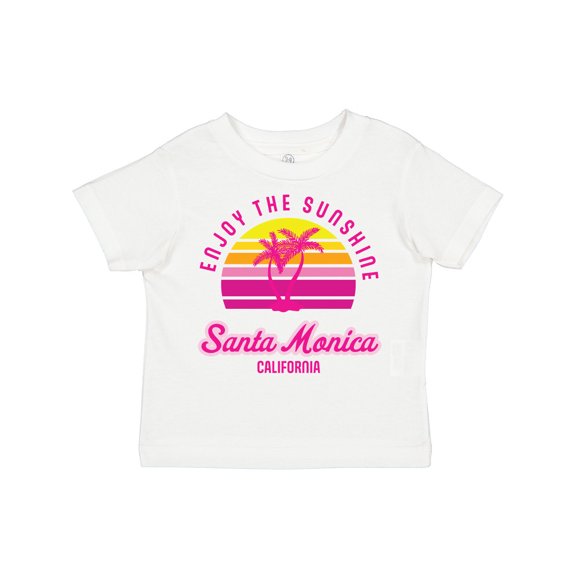 Inktastic Summer Enjoy the Sunshine Santa Monica California in Pink Boys or Girls Toddler T-Shirt