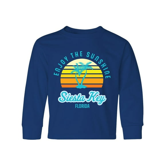 Inktastic Summer Enjoy the Sunshine Siesta Key Florida in Blue Long Sleeve Youth T-Shirt