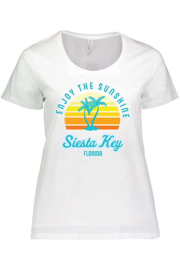 Summer Enjoy the Sunshine Siesta Key Florida in Blue Women's Plus Size T-Shirt