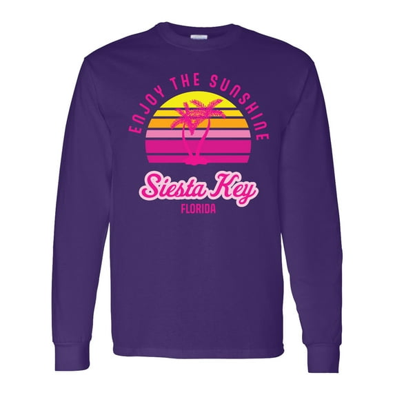 Inktastic Summer Enjoy the Sunshine Siesta Key Florida in Pink Long Sleeve T-Shirt