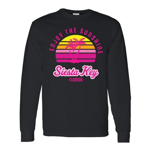 Inktastic Summer Enjoy the Sunshine Siesta Key Florida in Pink Long Sleeve T-Shirt