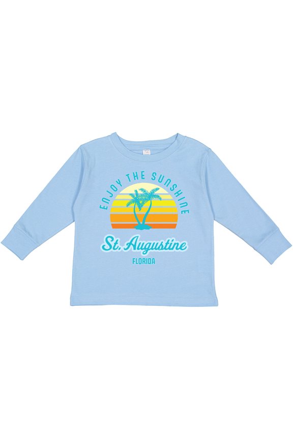 Summer Enjoy the Sunshine St. Augustine Florida in Blue Boys or Girls Long Sleeve Toddler T-Shirt