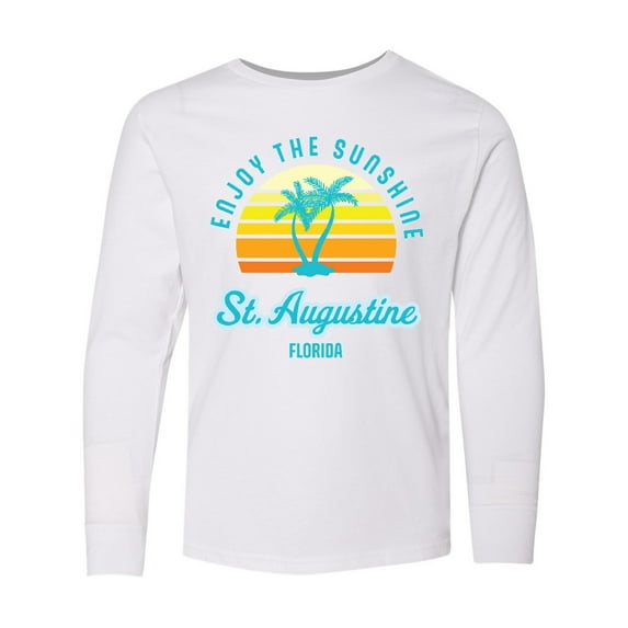 Inktastic Summer Enjoy the Sunshine St. Augustine Florida in Blue Long Sleeve Youth T-Shirt