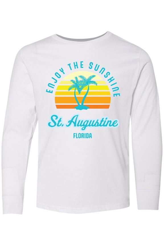 Summer Enjoy the Sunshine St. Augustine Florida in Blue Long Sleeve Youth T-Shirt