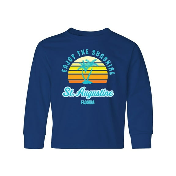 Inktastic Summer Enjoy the Sunshine St. Augustine Florida in Blue Long Sleeve Youth T-Shirt