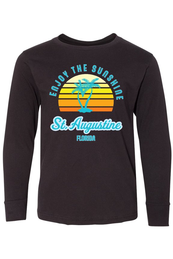 Summer Enjoy the Sunshine St. Augustine Florida in Blue Long Sleeve Youth T-Shirt