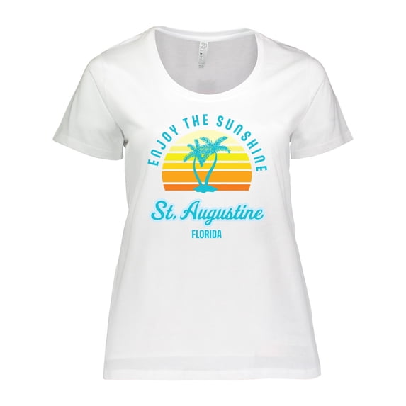 Inktastic Summer Enjoy the Sunshine St. Augustine Florida in Blue Women's Plus Size T-Shirt