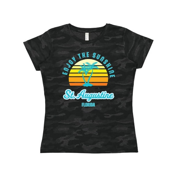 Inktastic Summer Enjoy the Sunshine St. Augustine Florida in Blue Women's T-Shirt
