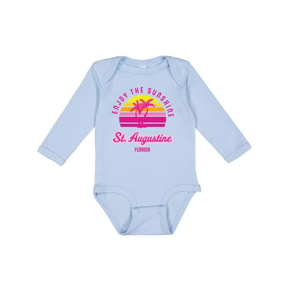 Inktastic Summer Enjoy the Sunshine St. Augustine Florida in Pink Boys or Girls Long Sleeve Baby Bodysuit