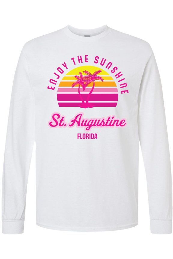 Summer Enjoy the Sunshine St. Augustine Florida in Pink Long Sleeve T-Shirt