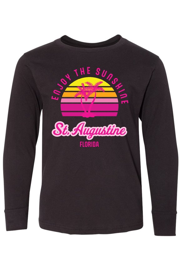 Summer Enjoy the Sunshine St. Augustine Florida in Pink Long Sleeve Youth T-Shirt