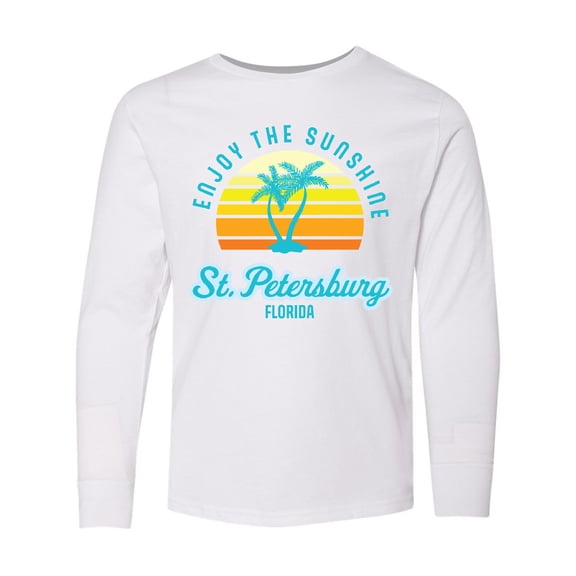 Inktastic Summer Enjoy the Sunshine St. Petersburg Florida in Blue Long Sleeve Youth T-Shirt
