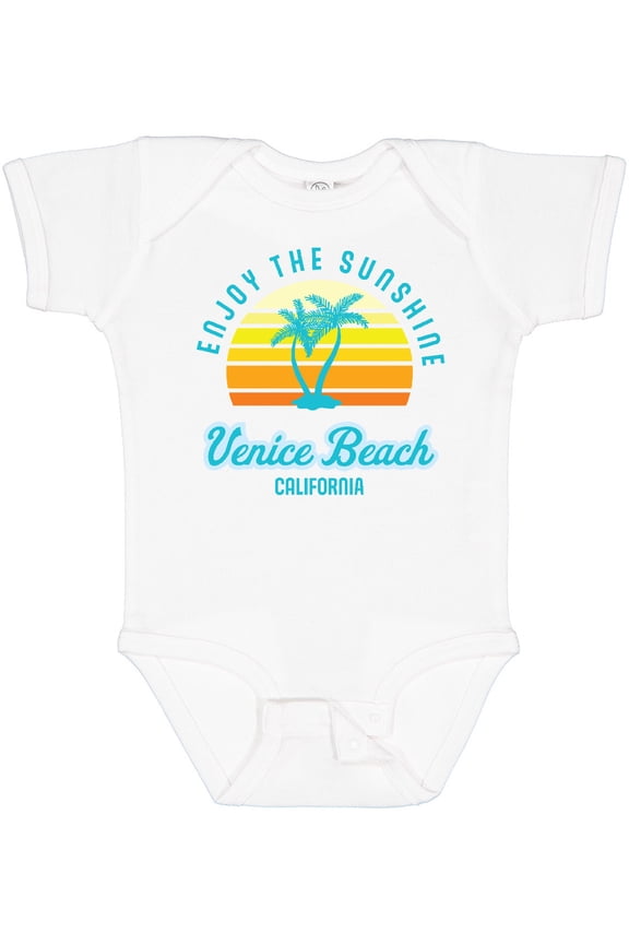 Summer Enjoy the Sunshine Venice Beach California in Blue Boys or Girls Baby Bodysuit