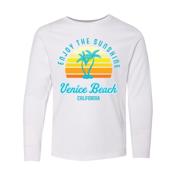 Inktastic Summer Enjoy the Sunshine Venice Beach California in Blue Long Sleeve Youth T-Shirt