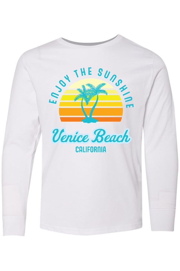 Summer Enjoy the Sunshine Venice Beach California in Blue Long Sleeve Youth T-Shirt