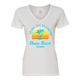 thumbnail image 1 of Inktastic Summer Enjoy the Sunshine Venice Beach California in Blue Women's V-Neck T-Shirt, 1 of 5