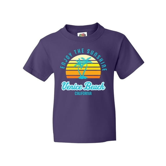Inktastic Summer Enjoy the Sunshine Venice Beach California in Blue Youth T-Shirt