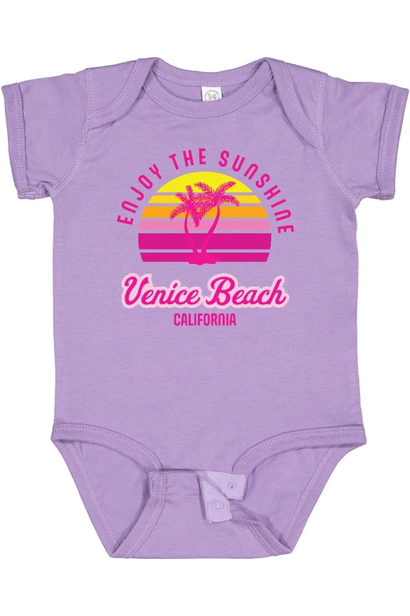 Summer Enjoy the Sunshine Venice Beach California in Pink Boys or Girls Baby Bodysuit