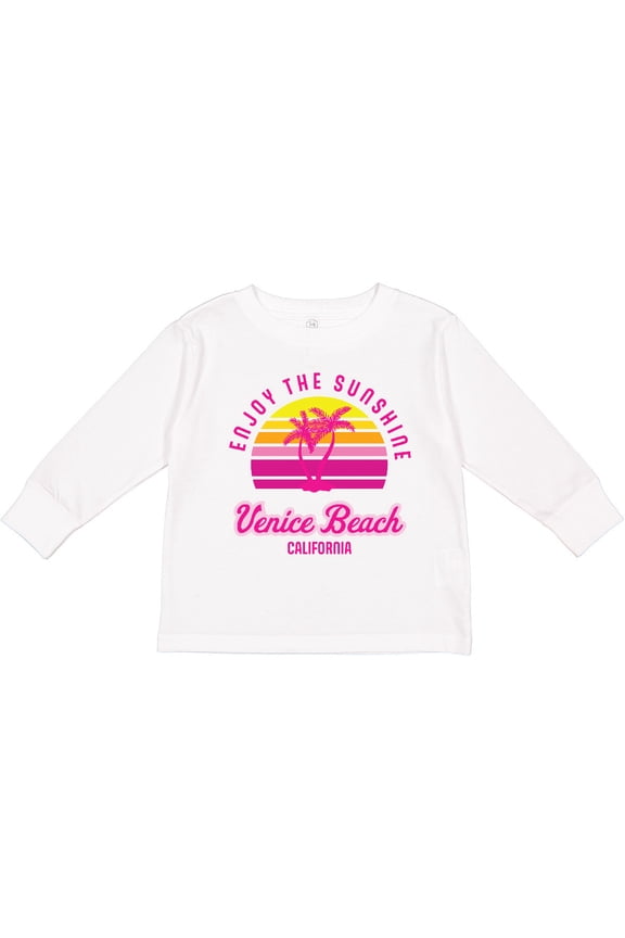 Summer Enjoy the Sunshine Venice Beach California in Pink Boys or Girls Long Sleeve Toddler T-Shirt