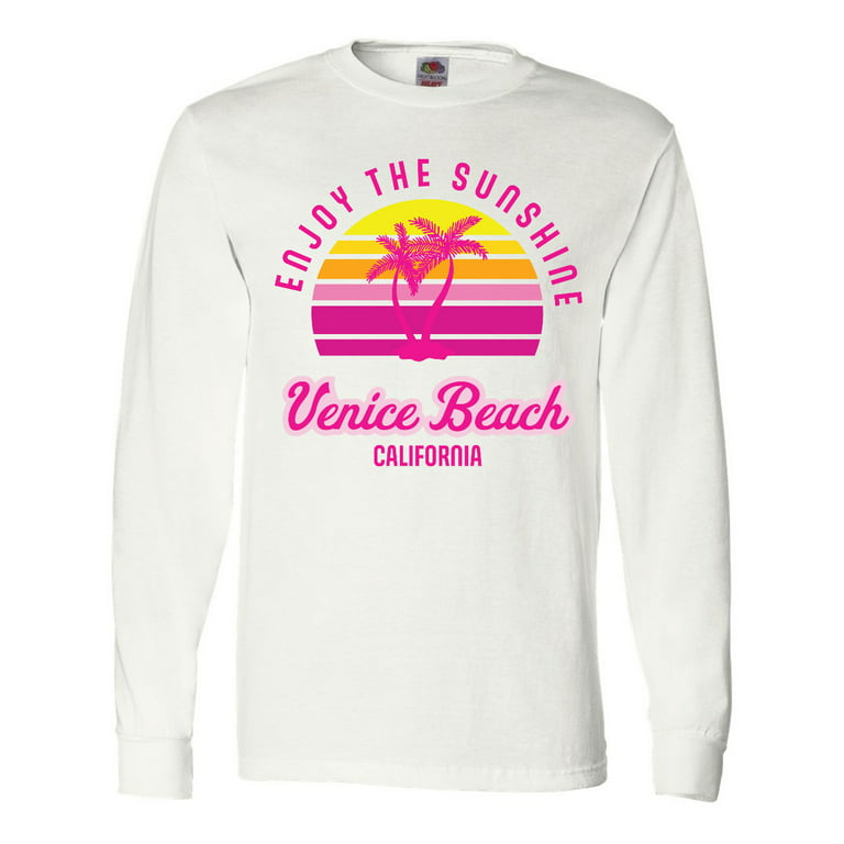 Inktastic Summer Enjoy the Sunshine Pink Sleeve Venice in T-Shirt Long California Beach
