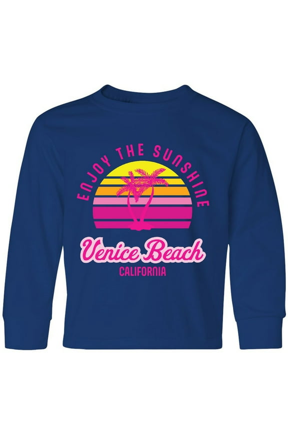 Summer Enjoy the Sunshine Venice Beach California in Pink Long Sleeve Youth T-Shirt