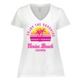thumbnail image 1 of Inktastic Summer Enjoy the Sunshine Venice Beach California in Pink Women's Plus Size V-Neck T-Shirt, 1 of 5