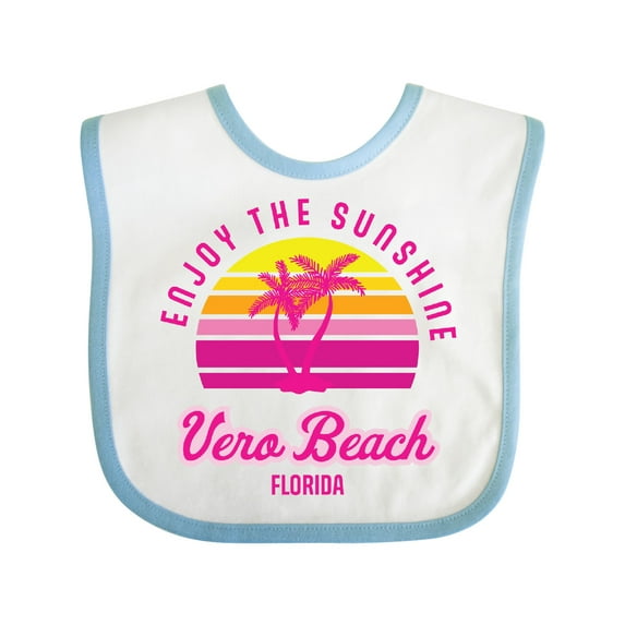 Inktastic Summer Enjoy the Sunshine Vero Beach Florida in Pink Boys or Girls Baby Bib