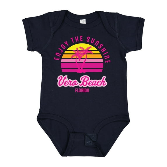 Inktastic Summer Enjoy the Sunshine Vero Beach Florida in Pink Boys or Girls Baby Bodysuit