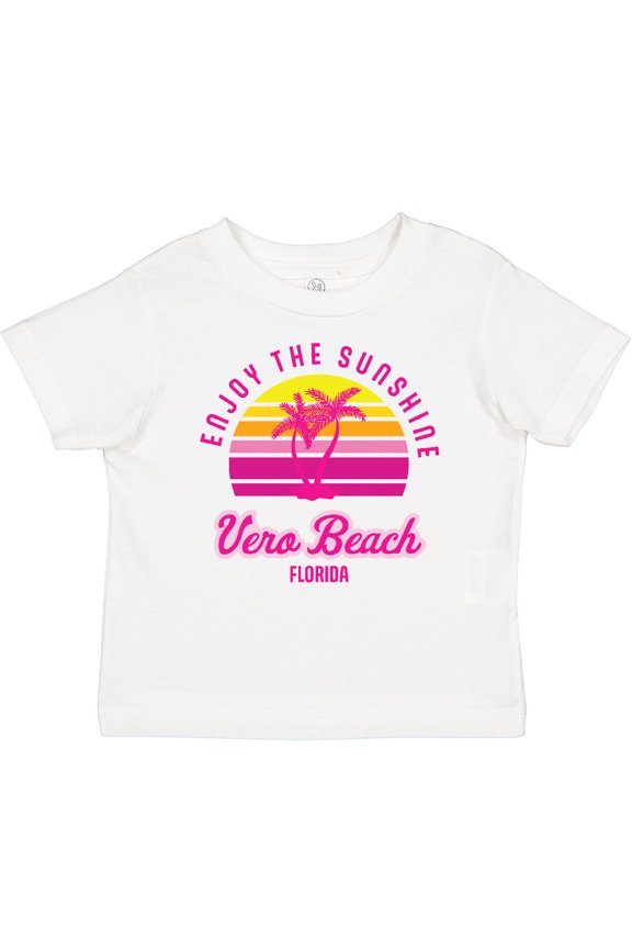Summer Enjoy the Sunshine Vero Beach Florida in Pink Boys or Girls Baby T-Shirt
