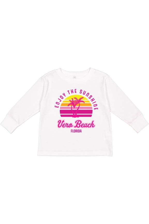 Summer Enjoy the Sunshine Vero Beach Florida in Pink Boys or Girls Long Sleeve Toddler T-Shirt