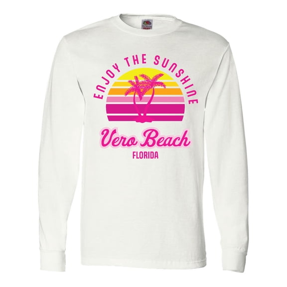 Inktastic Summer Enjoy the Sunshine Vero Beach Florida in Pink Long Sleeve T-Shirt