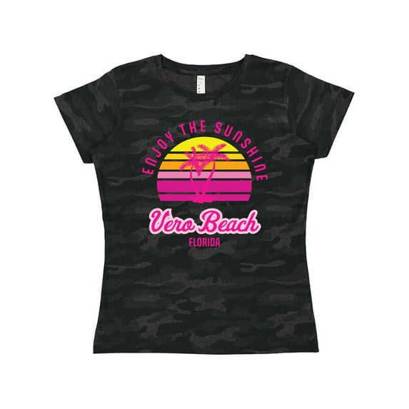 Inktastic Summer Enjoy the Sunshine Vero Beach Florida in Pink Women's T-Shirt