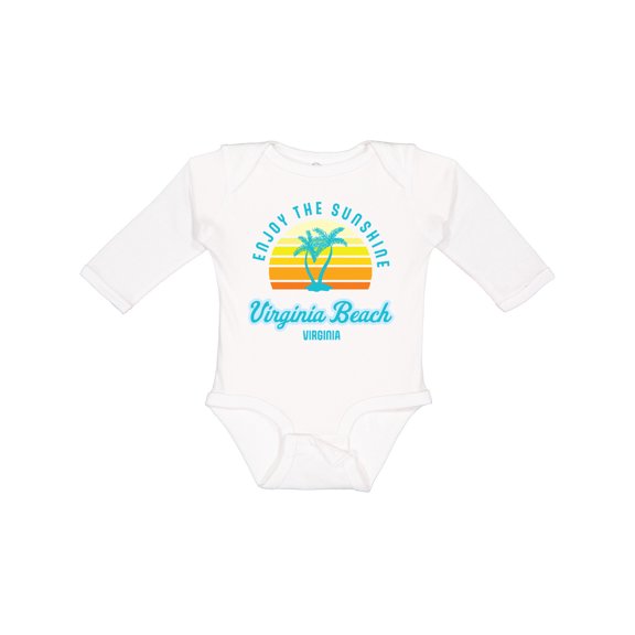 Inktastic Summer Enjoy the Sunshine Virginia Beach Virginia in Blue Boys or Girls Long Sleeve Baby Bodysuit