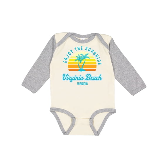 Inktastic Summer Enjoy the Sunshine Virginia Beach Virginia in Blue Boys or Girls Long Sleeve Baby Bodysuit