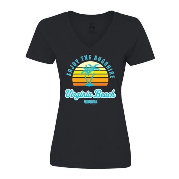 Inktastic Summer Enjoy the Sunshine Virginia Beach Virginia in Blue Women's V-Neck T-Shirt